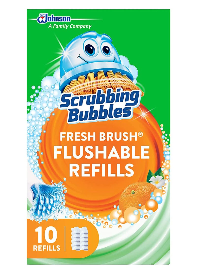 Scrubbing Bubbles Fresh Brush Flushable Refill Pads for Toilet Cleaning System, Citrus Action Scent, Toilet & Toilet Bowl Cleaner, 10 CT Refill Pads/Pack (Pack of 1) - Image 2